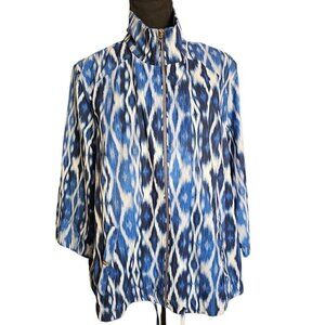 Zenergy by Chico's Lightweight Blue & White Front Zip Stretchable Windbreaker 16